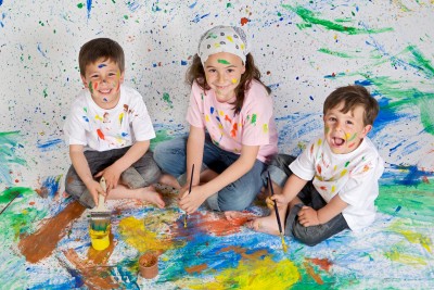 Children Playing With Painting