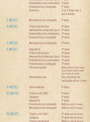 Calendário de Vacinação infantil (recém-nascidos aos 9 anos)