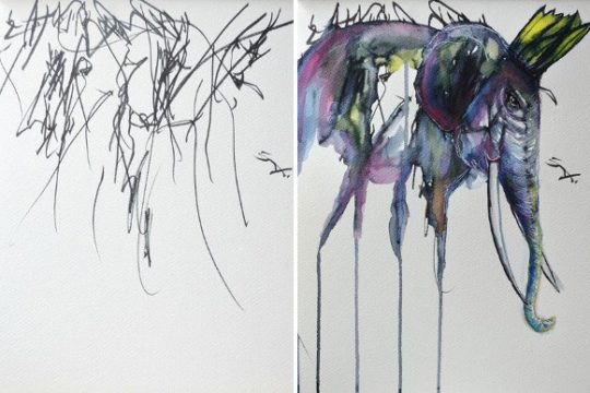 Artista transforma desenhos da filha em obras de arte